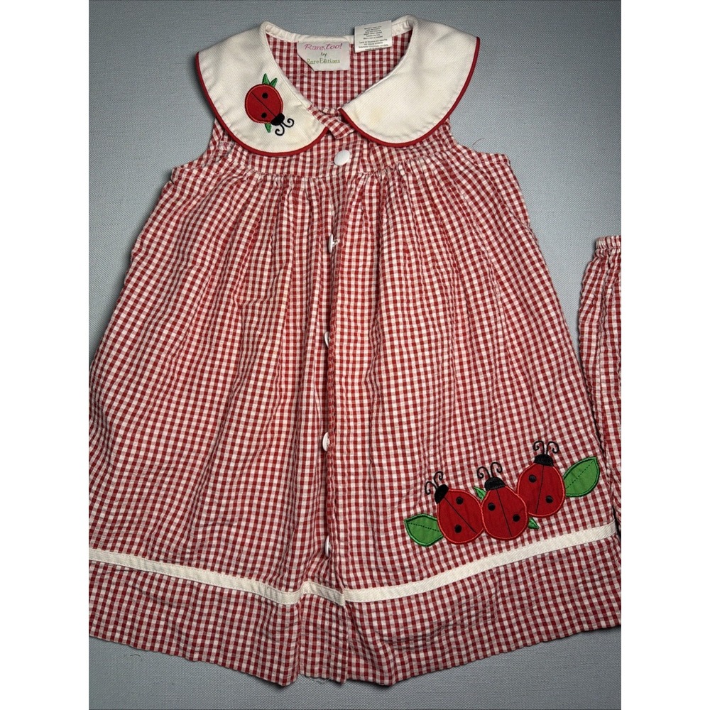 Vintage Y2K Ladybug Seersucker Dress Size 4t Rare Too By Rare Editions - Picture 2 of 16